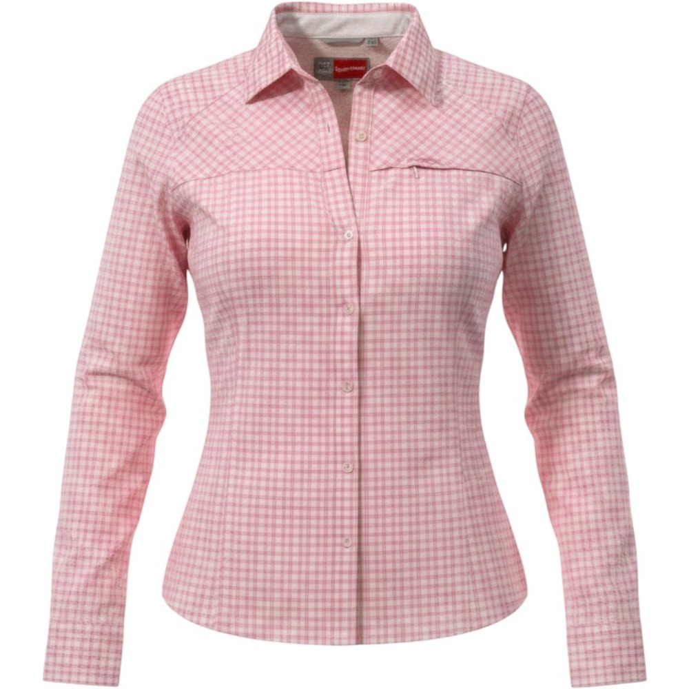 Craghoppers Pink Plaid Hiking Shirt Womens Long Sleeve Vented Back Glasses Wipe